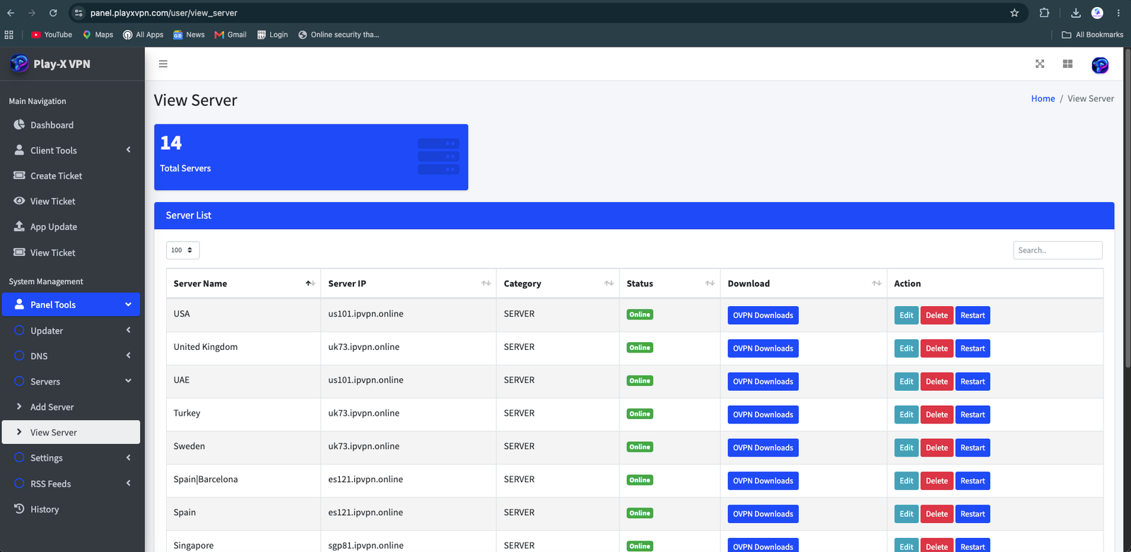 Play-X VPN worldwide server management