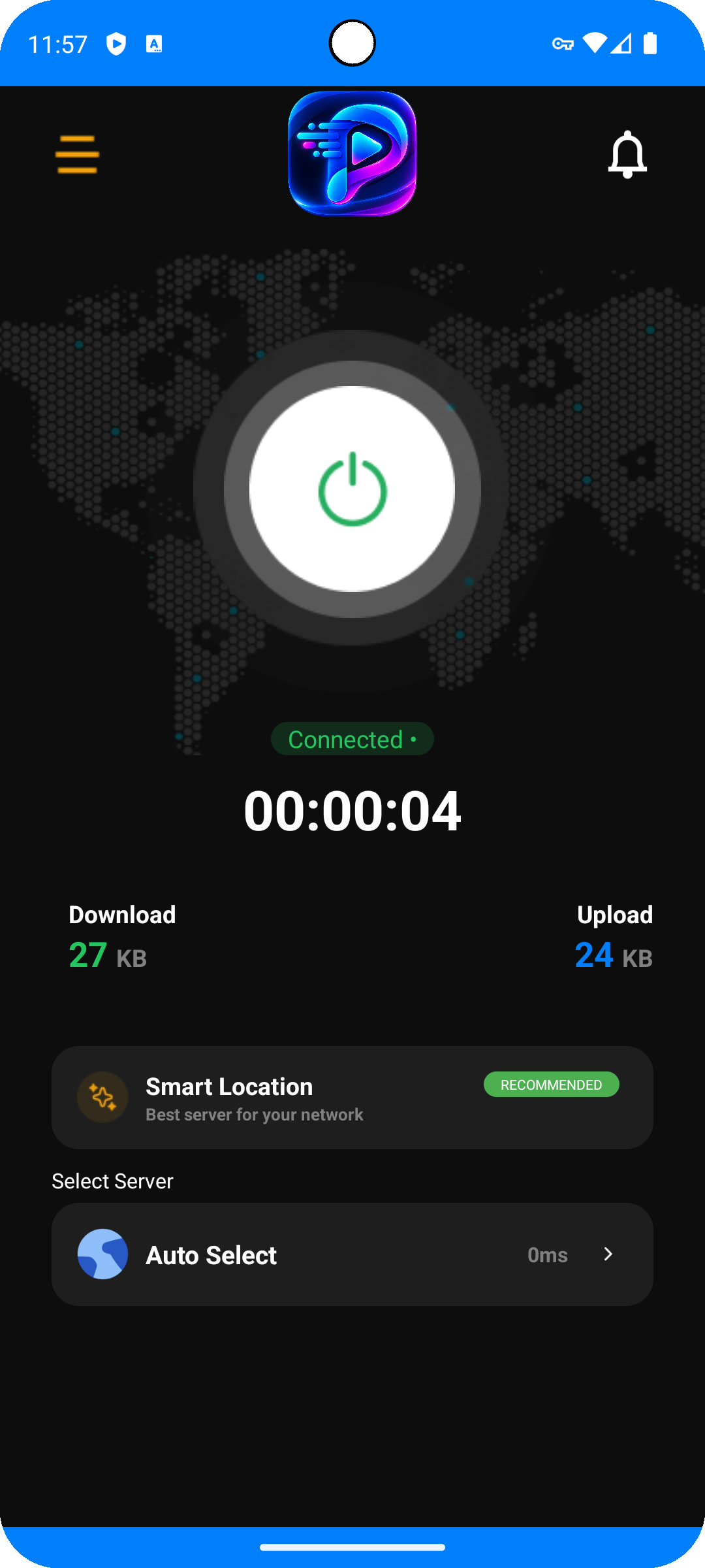 Play-X VPN Android app connected screen