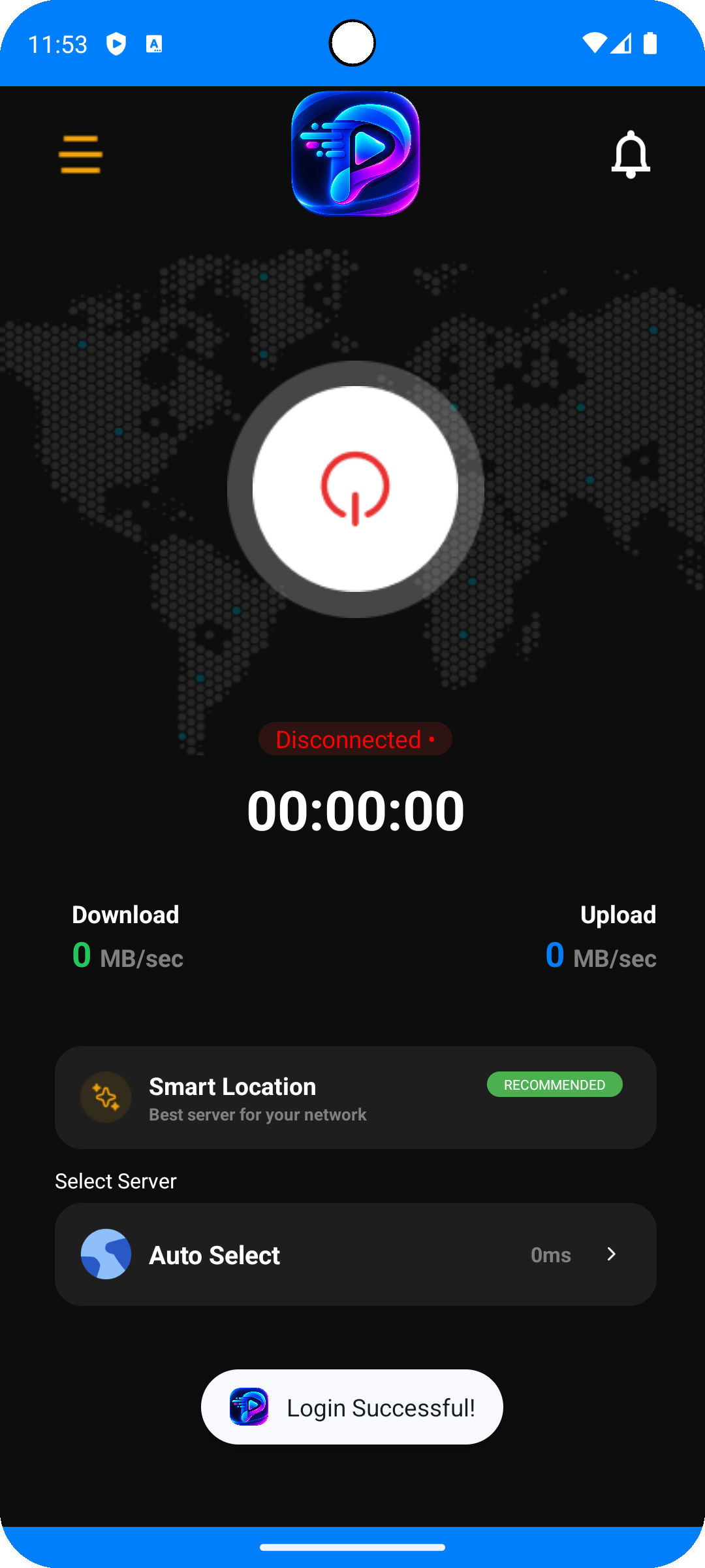 Play-X VPN app disconnected screen