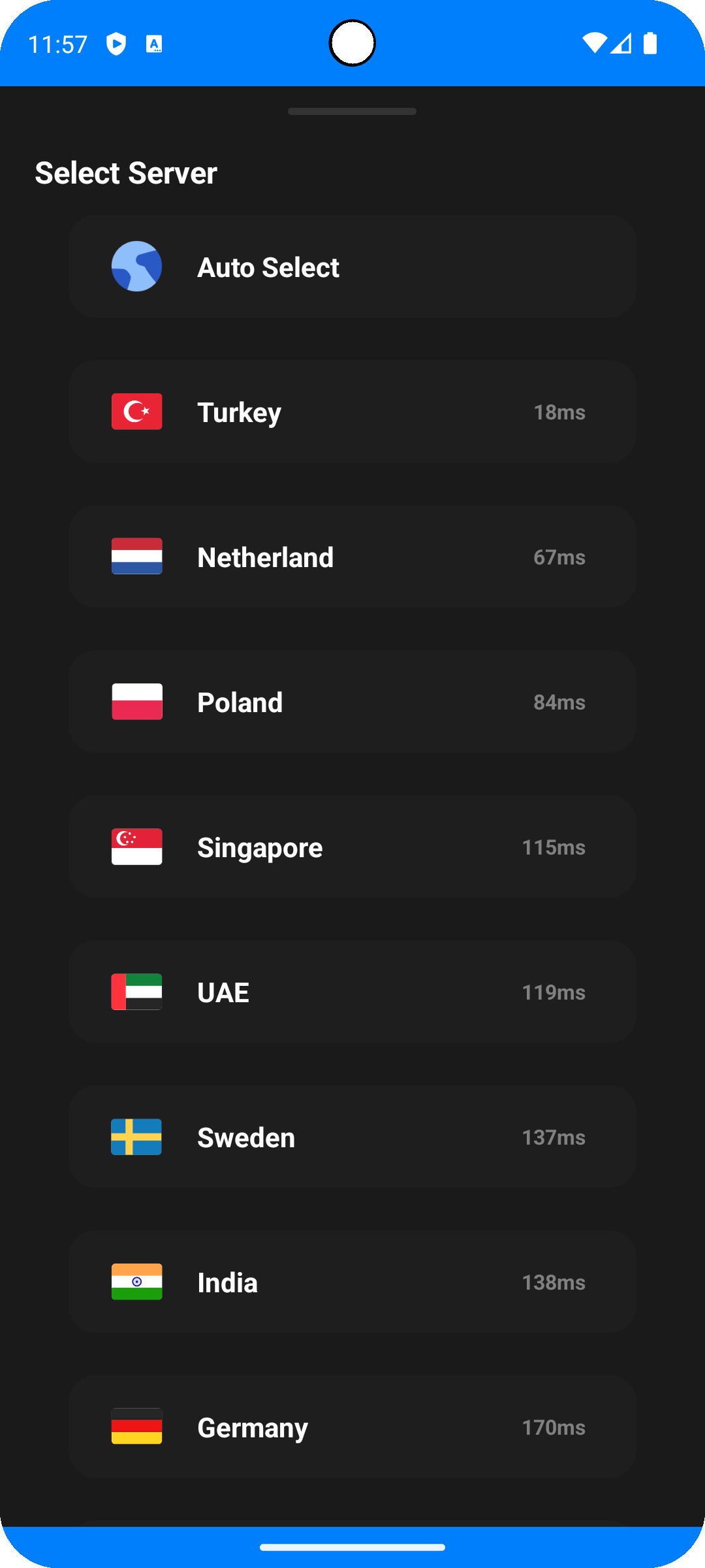 Play-X VPN server location selection